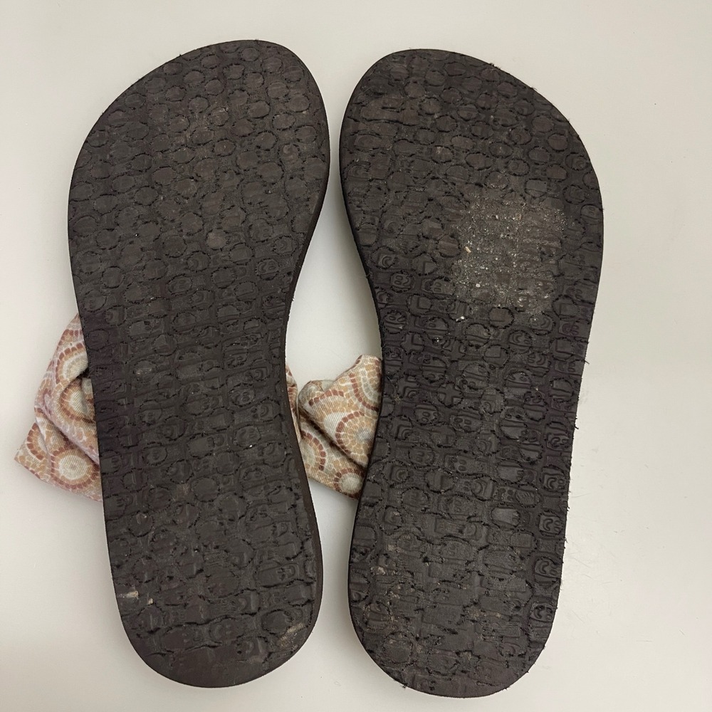Sanuk Yoga Sling 2 Womens 7 Brown Geometric Print Yoga Mat Comfort Sandals Boho - Picture 9 of 9